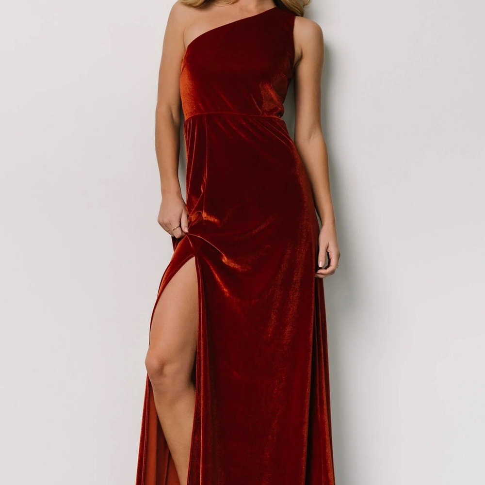 Baltic Born One Shoulder Dress in Rich Red
